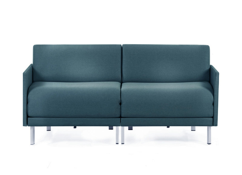 Canapé convertible lit Likoolis 2/3 places Design BOSS DUO 160 cm MEDIUM avec accoudoirs fins tissu aquamarine