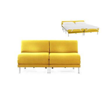 Canapé convertible lit Likoolis  2/3 places Design BOSS DUO 160 cm SMALL sans accoudoirs tissu YELLOW