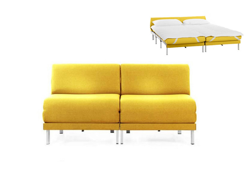 Canapé convertible lit Likoolis  2/3 places Design BOSS DUO 160 cm SMALL sans accoudoirs tissu YELLOW