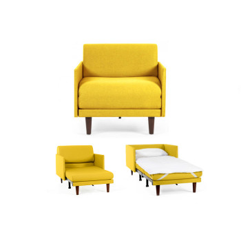 Fauteuil convertible lit 1 Place PACHA 70 cm MEDIUM avec accoudoirs fins - tissu Jaune moutarde