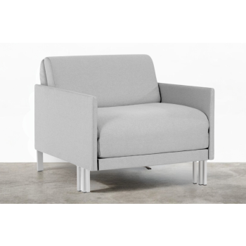 Fauteuil convertible lit Likoolis 1 Place BOSS 70 cm MEDIUM avec accoudoirs fins tissu gris clair